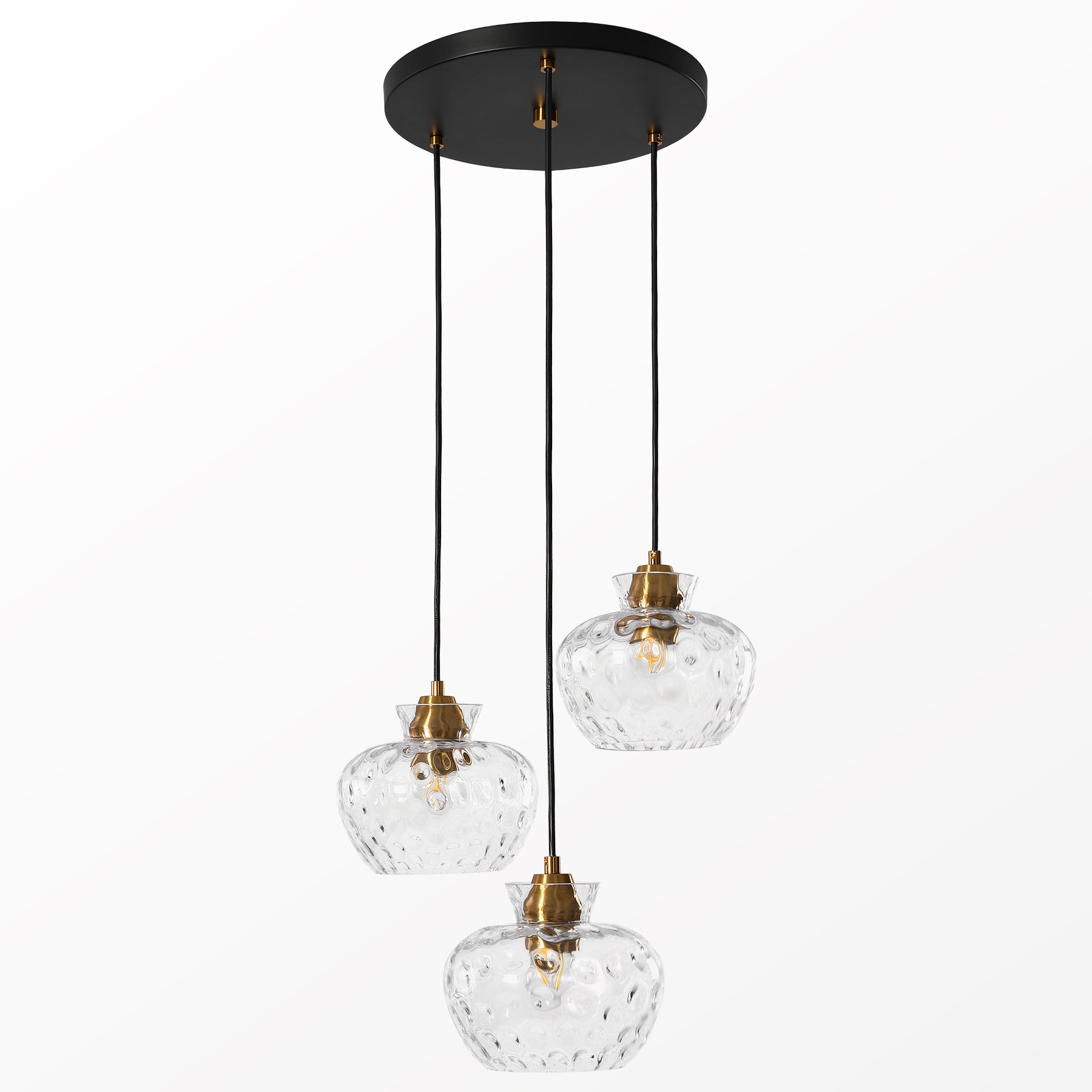 152 cm Tribesigns 3-lichts pendellamp met geribbeld glas en E27 fitting, in hoogte verstelbare vintage hanglamp voor eettafel, keuken en woonkamer [Energieklasse E]