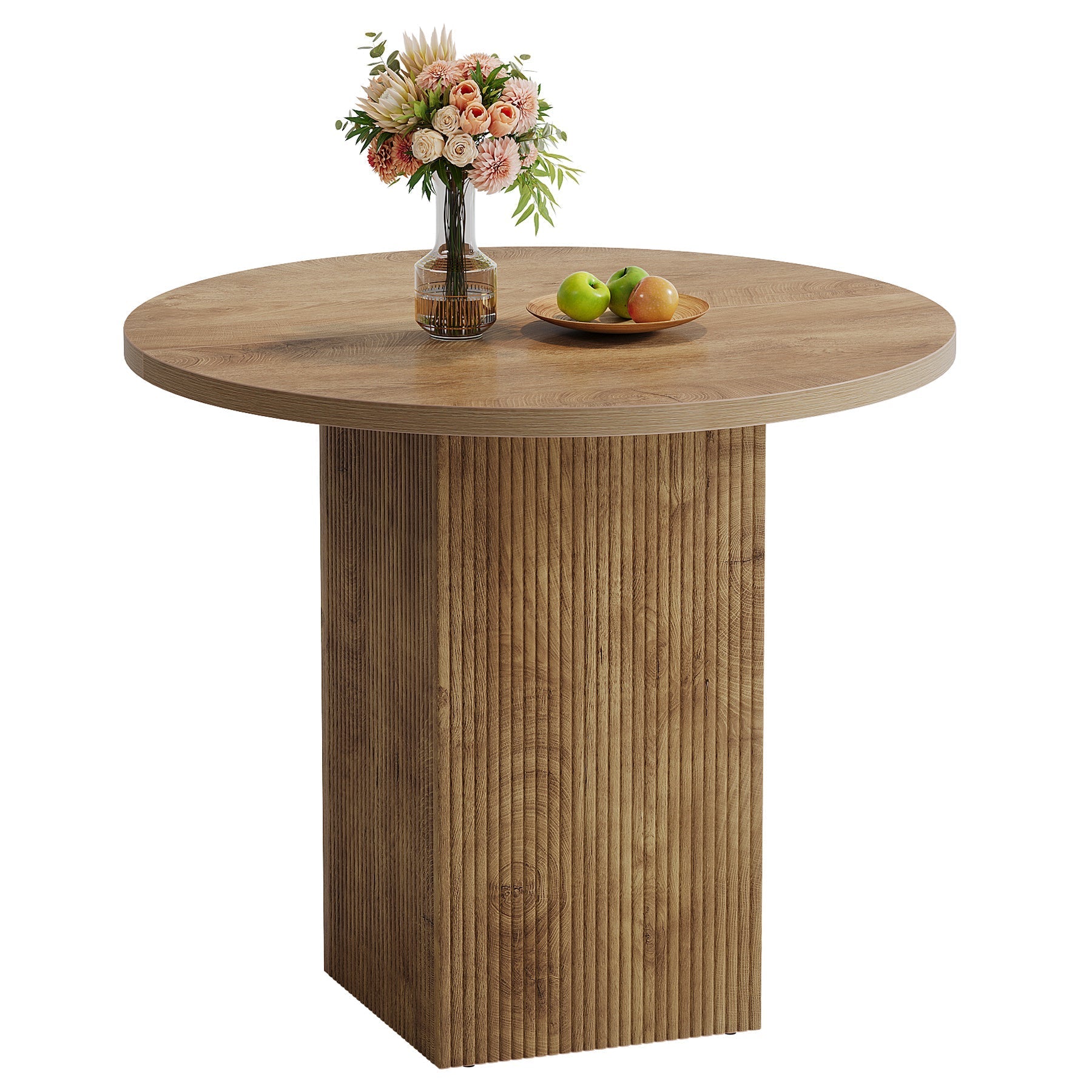 80 cm Tribesigns Ronde Eettafel, Met Houten Gecanneleerde Voet voor 2 Personen