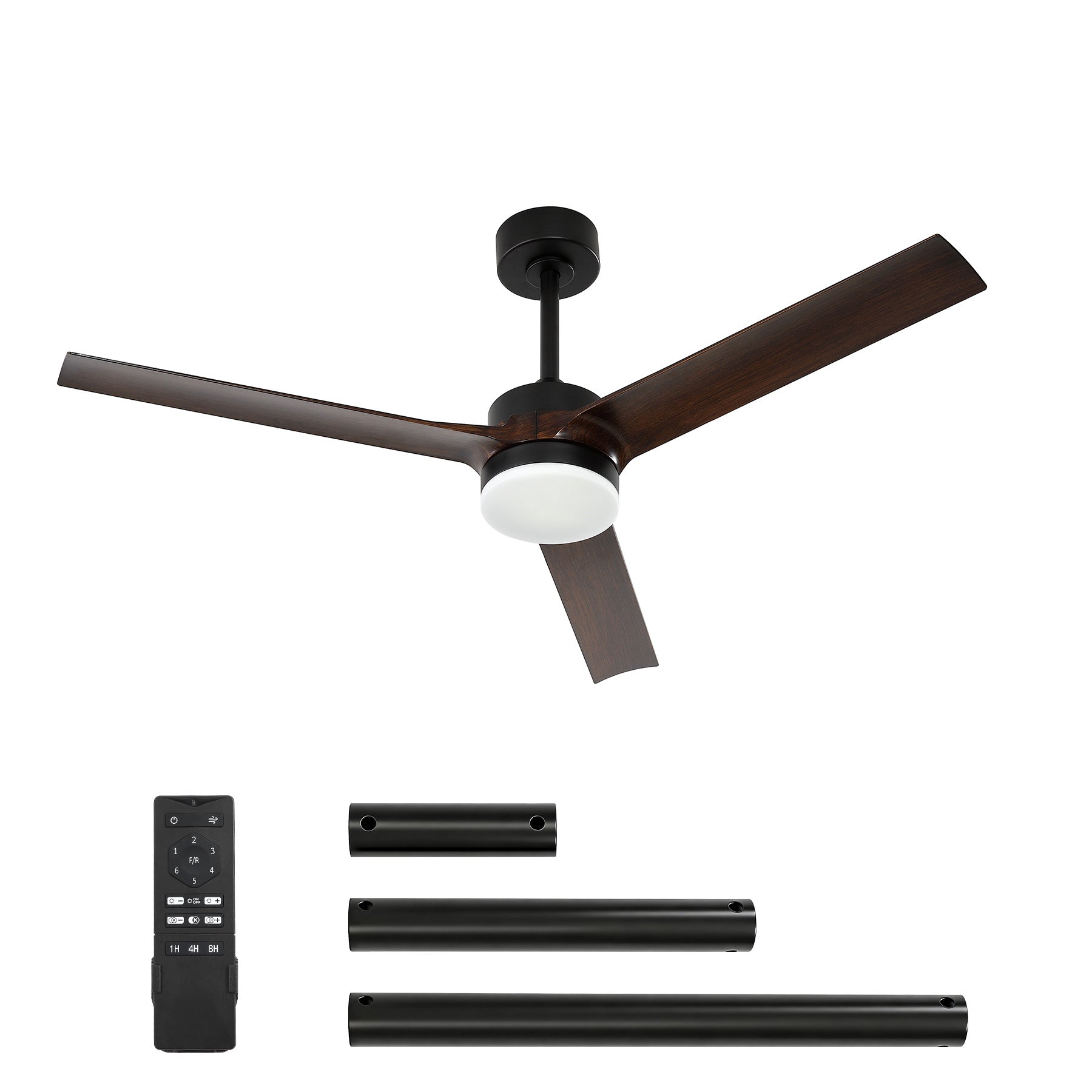 130 cm Tribesigns plafondventilator met licht en afstandsbediening, 3-bladige ventilatorlamp met stille DC-motor voor woonkamer slaapkamer en keuken [Energieklasse E]