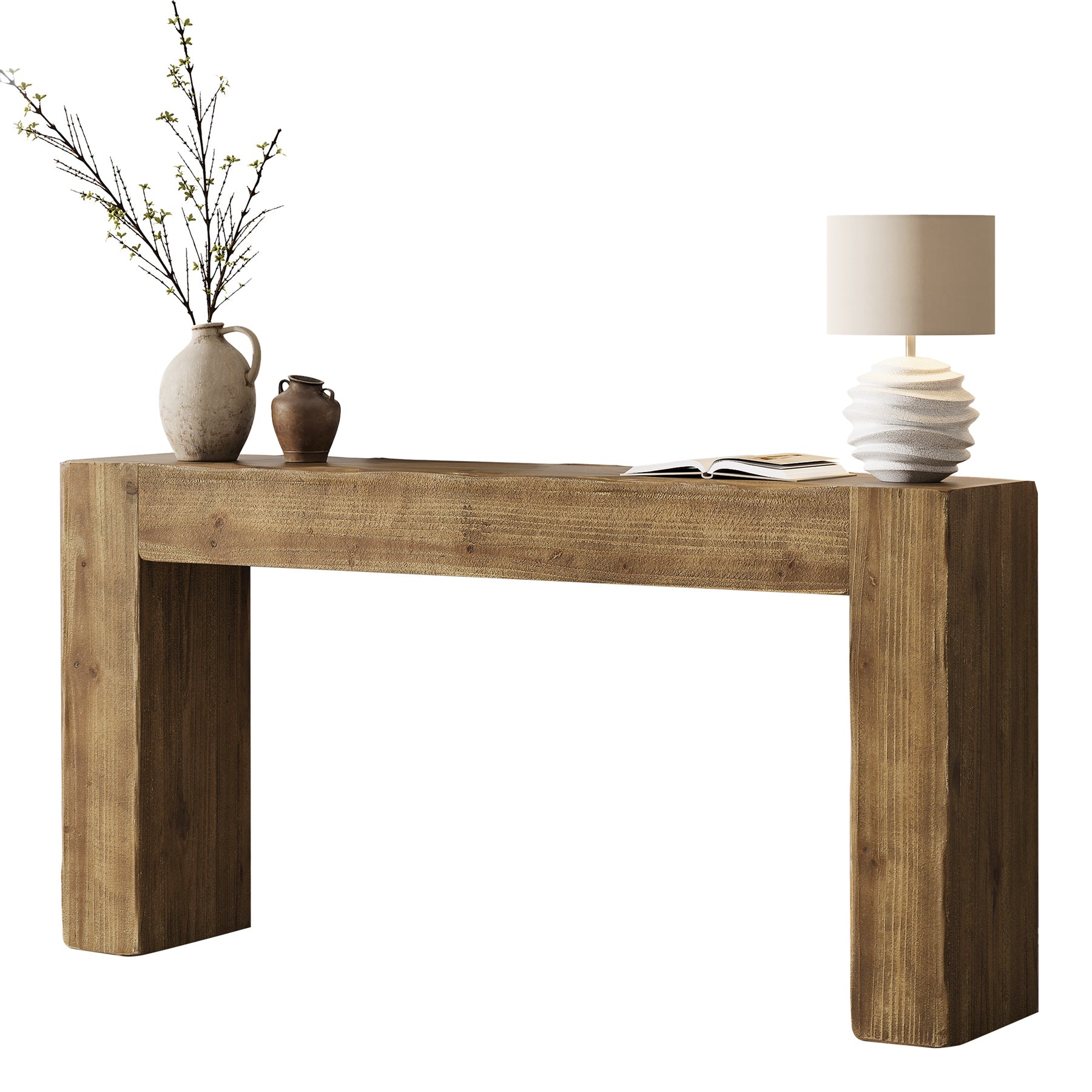 160 cm Massief Houten Consoletafel, Farmhouse Sidetable voor Woonkamer