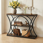 105 cm Tribesigns Industriële Consoletafel, 3-Laagse Sidetable met Boogframe 3
