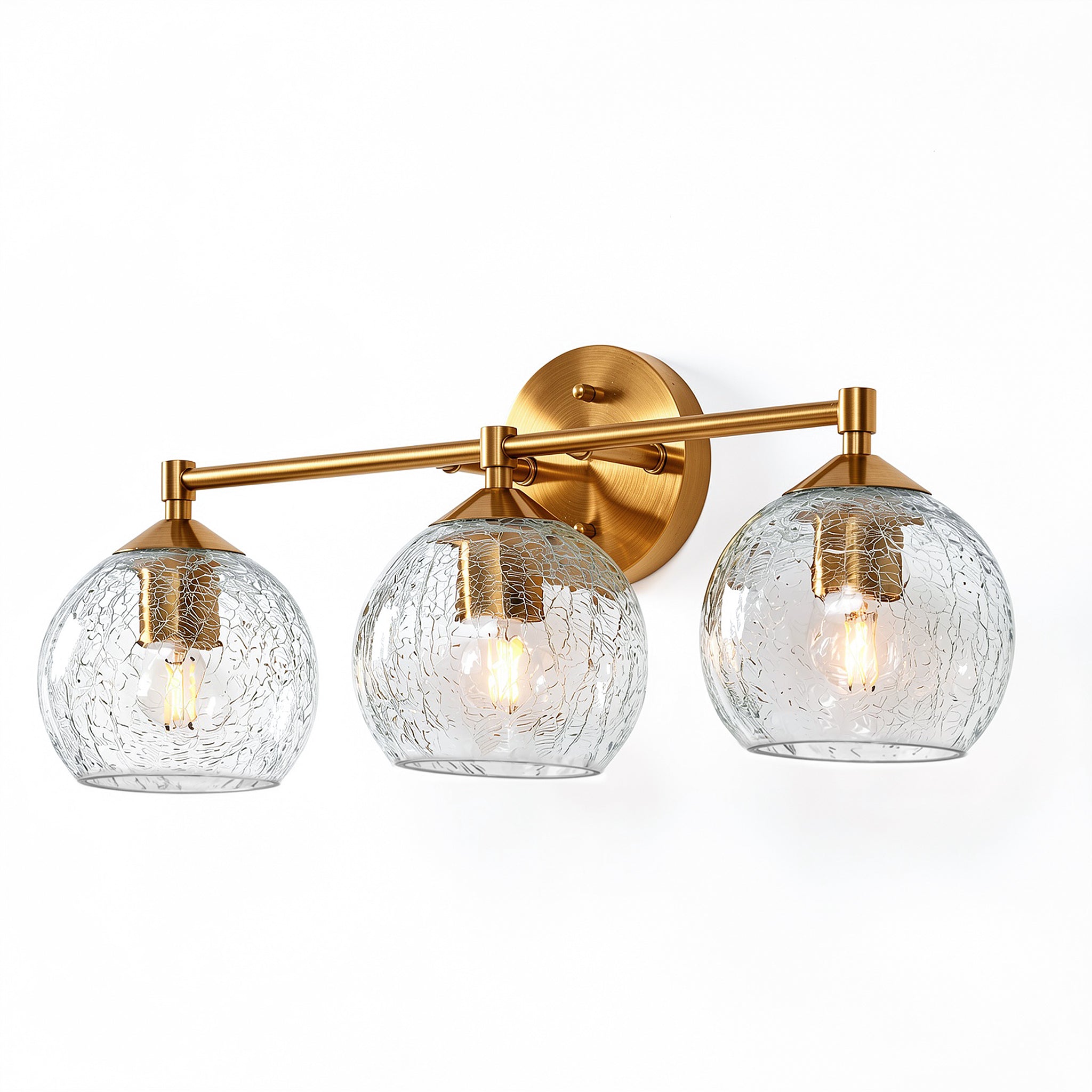 43 cm Moderne Wandlamp Goud, Tribesigns 3-flammige Crackle Glas Armatur met E27 voor Badkamer