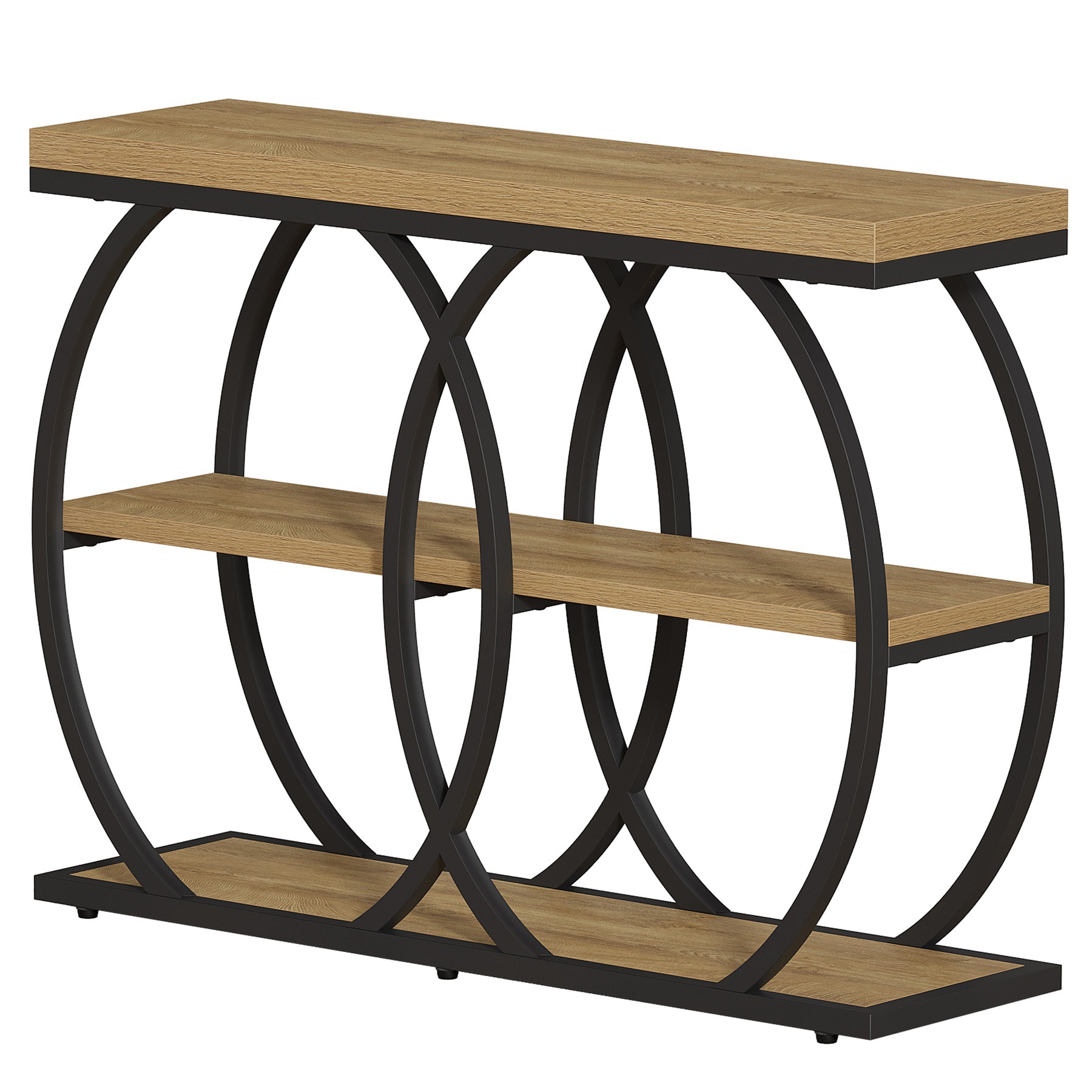 105 cm Industriële Consoletafel, 3-laags Sidetable met Opbergruimte