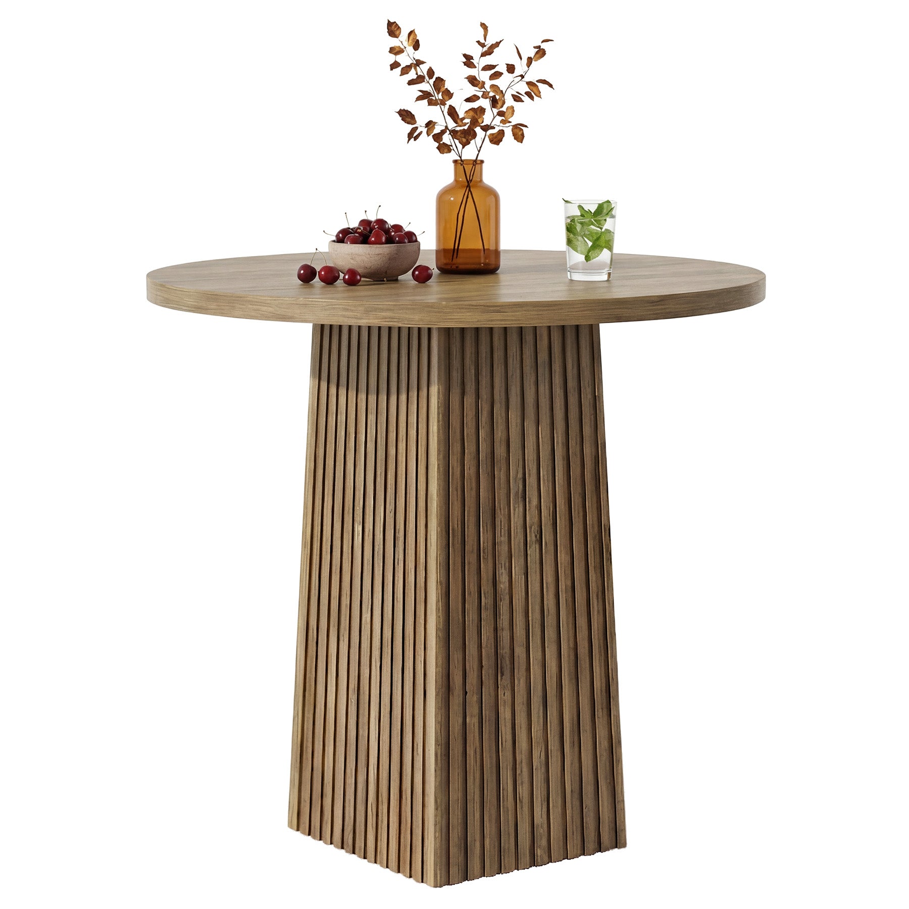 100 cm Tribesigns Ronde Bartafel, Houten Pubtafel voor Keuken (Alleen Tafel)