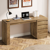 Tribesigns bureau 140 cm met 3 laden, thuiskantoorbureau met verstelbare hangmappen-ladekast 3