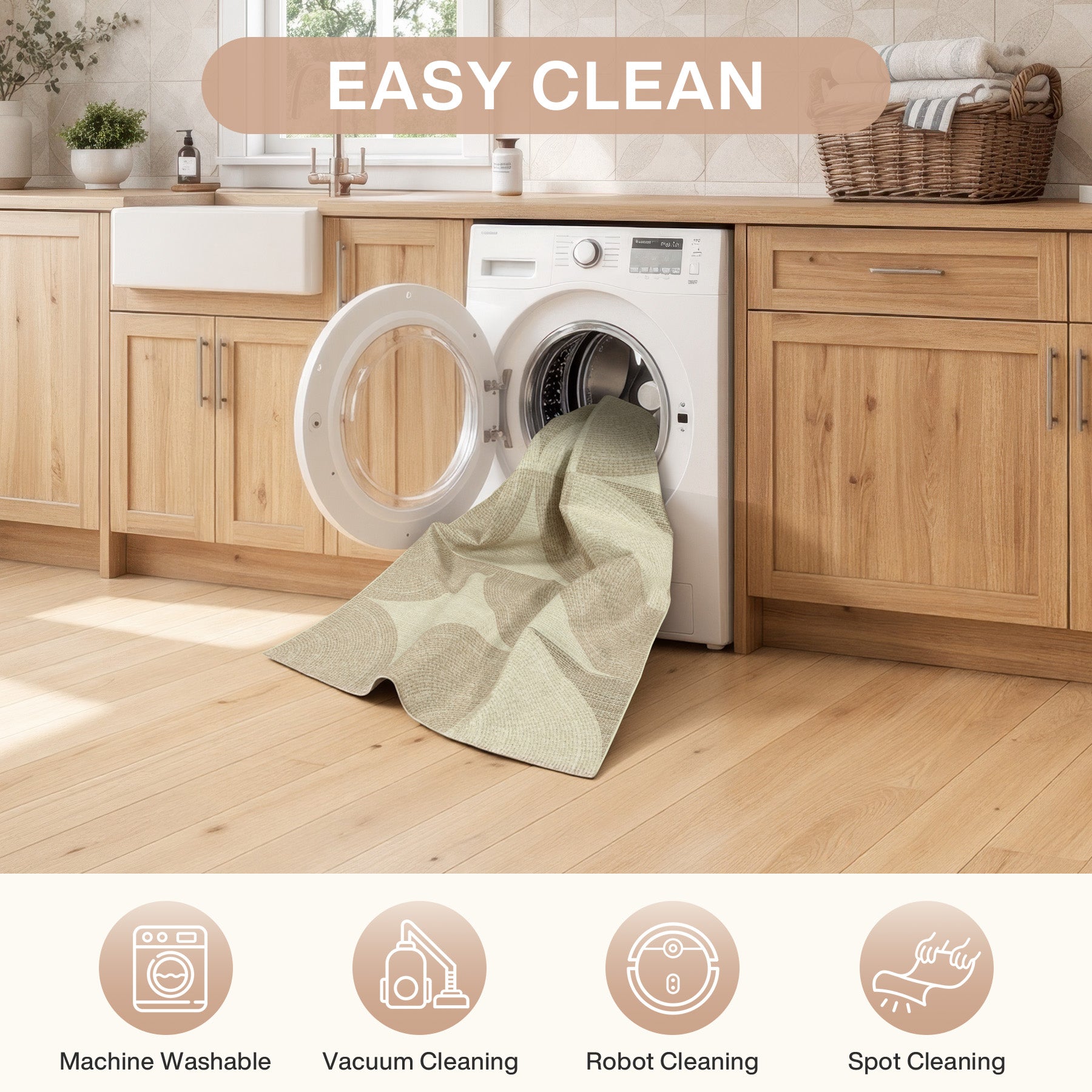 Tribesigns geometrisch tapijt, modern kortpolig woonkamertapijt, wasbaar & antislip