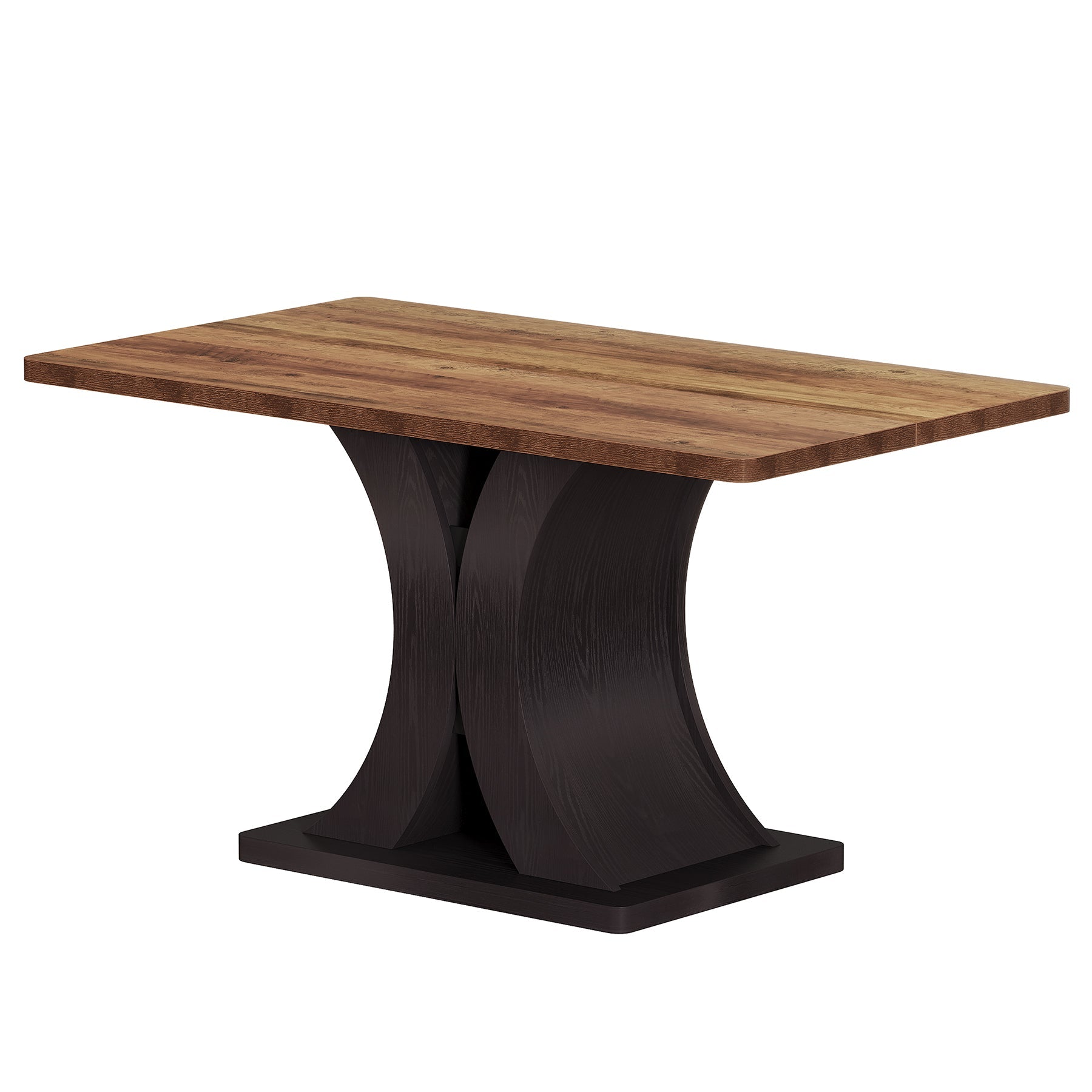 Tribesigns Eettafel 140 cm voor 4–6 personen, Rechthoekige Keukentafel in Landelijke Stijl met Stevige Metalen Voet