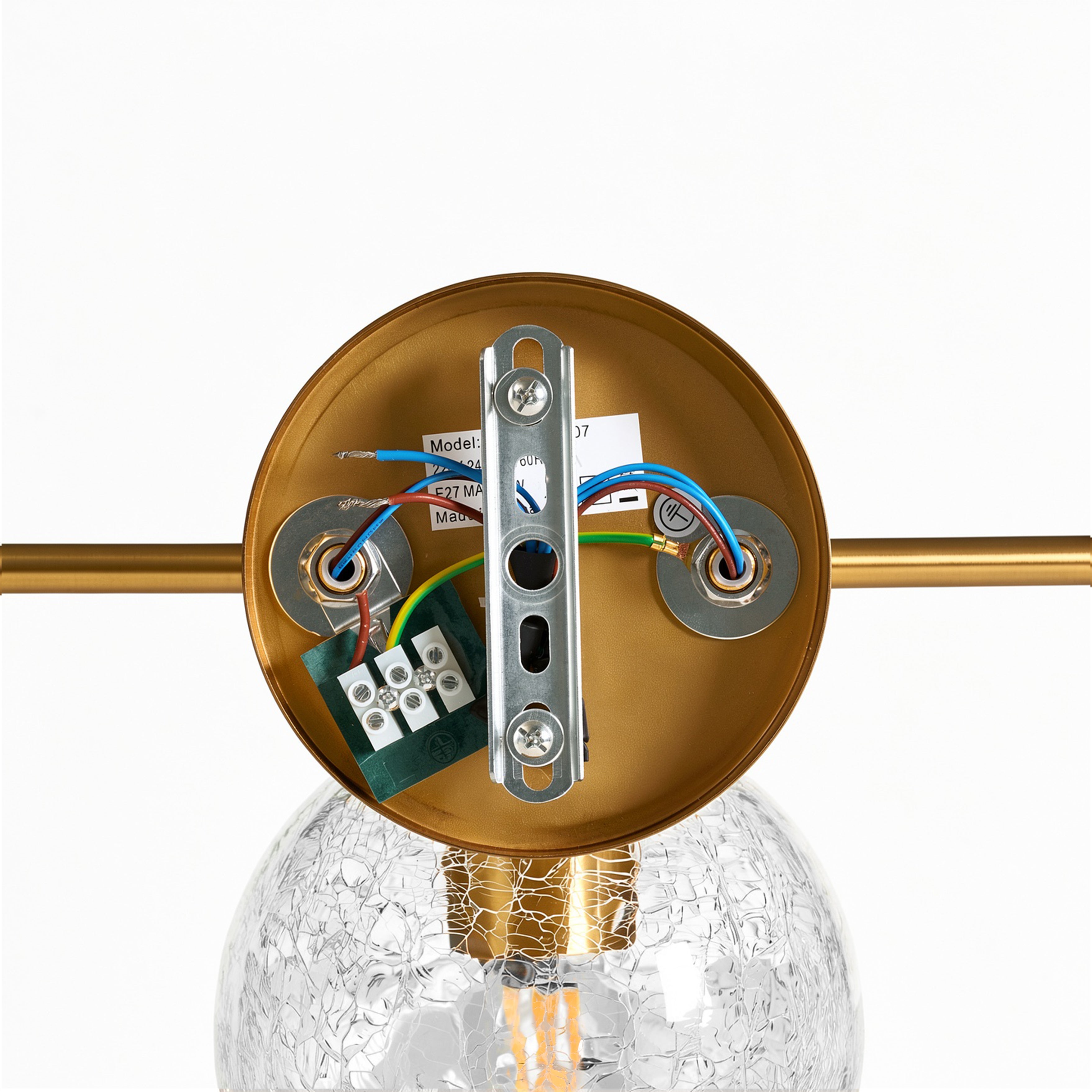 43 cm Moderne Wandlamp Goud, Tribesigns 3-flammige Crackle Glas Armatur met E27 voor Badkamer