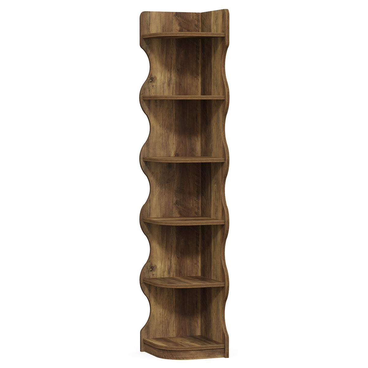 Tribesigns 6-laags Hoekrek van 180 cm met Modern Gebogen Design, Staand Plantenrek en Boekenrek voor de Woonkamer