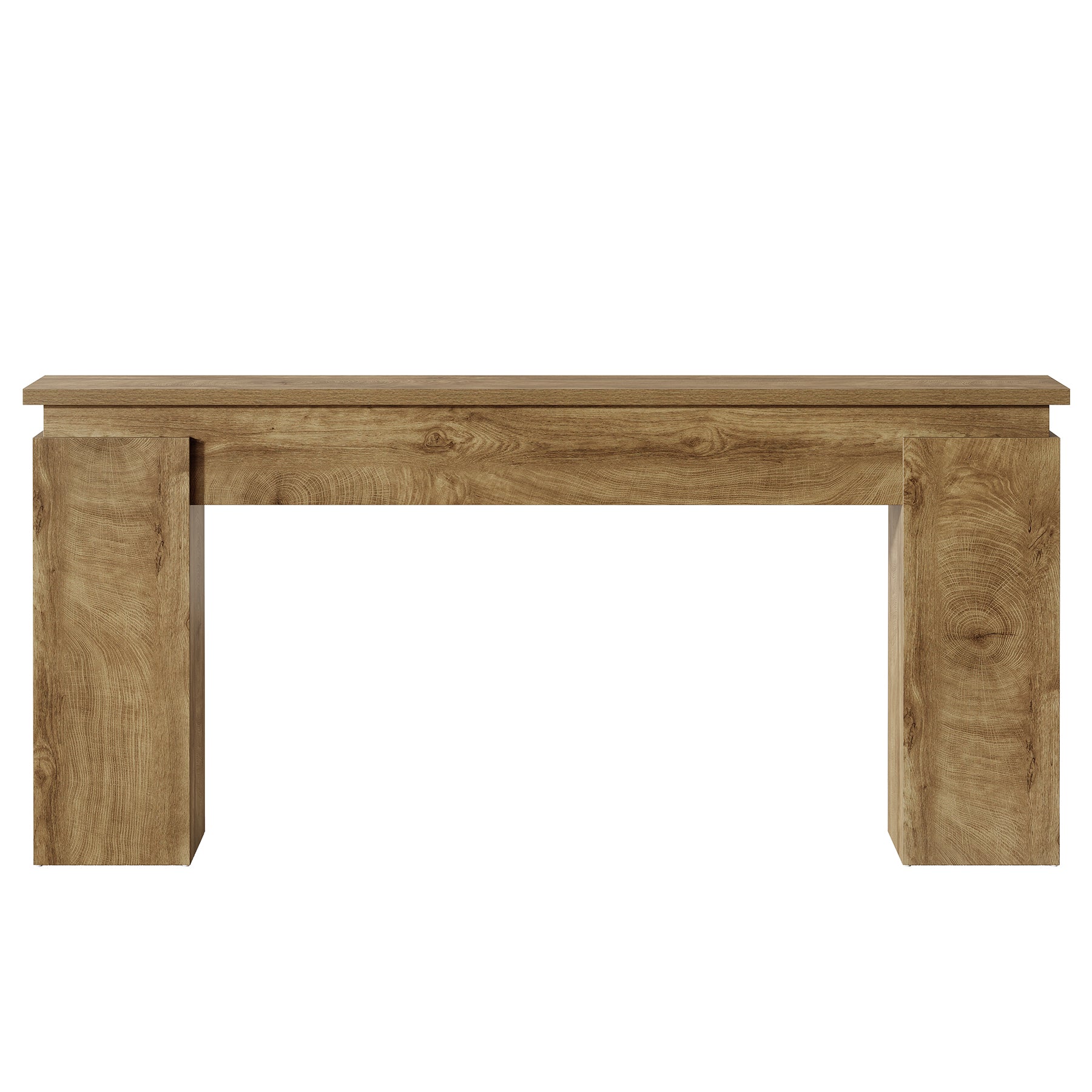 160 cm Consoletafel met Open Opbergrek, Landelijke Sofa Tafel voor Woonkamer en Entree