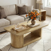 120 cm Salontafel, Moderne Tafel met 2 Niveaus en Opbergruimte voor Woonkamer Slaapkamer 3