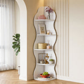 174 cm Hoekboekenkast met 5 Planken, Witte Hoekkast voor Woonkamer 3