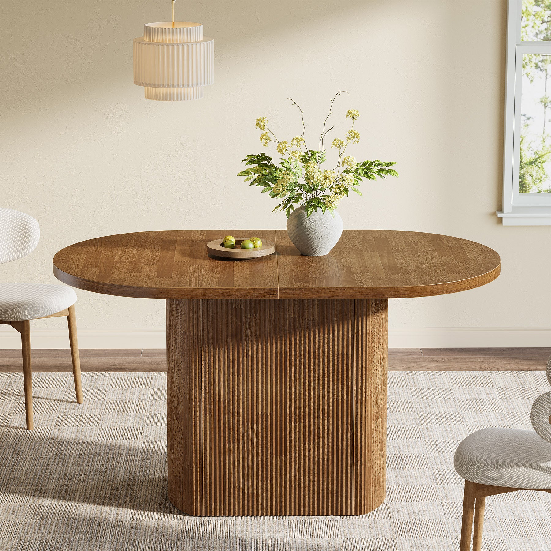 120 cm Ovale Eettafel voor 4 Personen, Rustieke Houten Keukentafel
