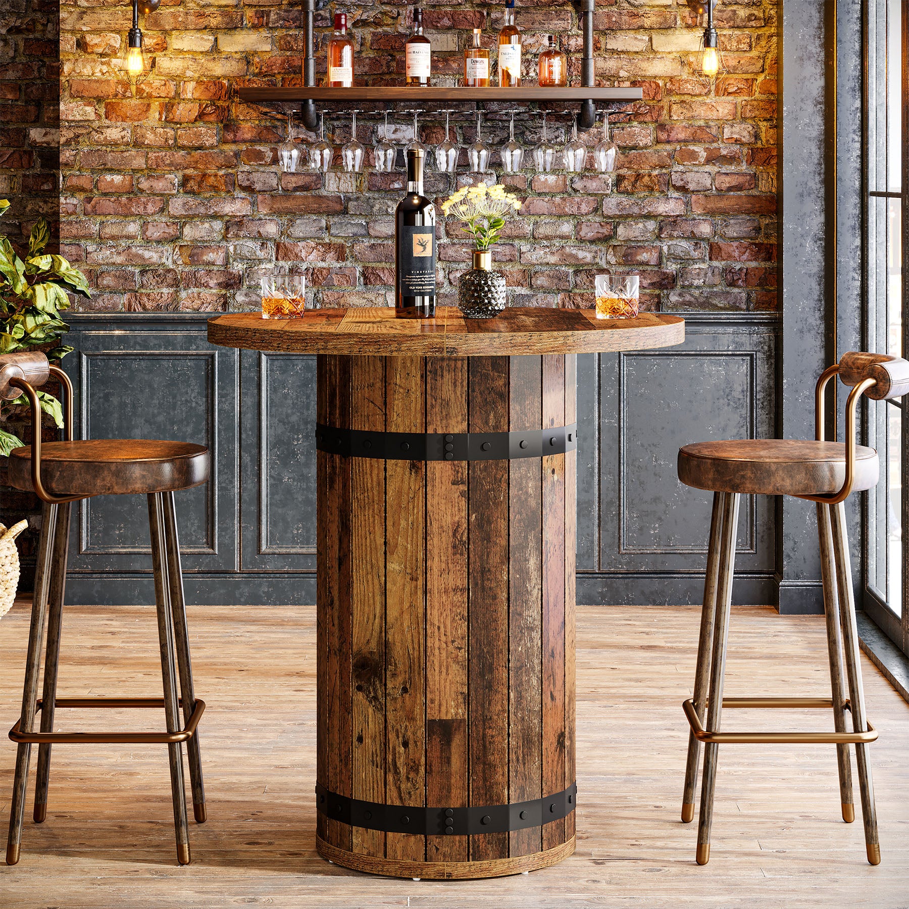 100 cm Tribesigns Ronde Bartafel, Bistrotafel voor Keuken en Woonkamer
