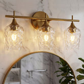 53 x 17 x 27 cm Tribesigns 3-lichts badkamerwandlamp met E27 fitting, gouden wandlamp met golfglazen kappen voor badkamerspiegel 3