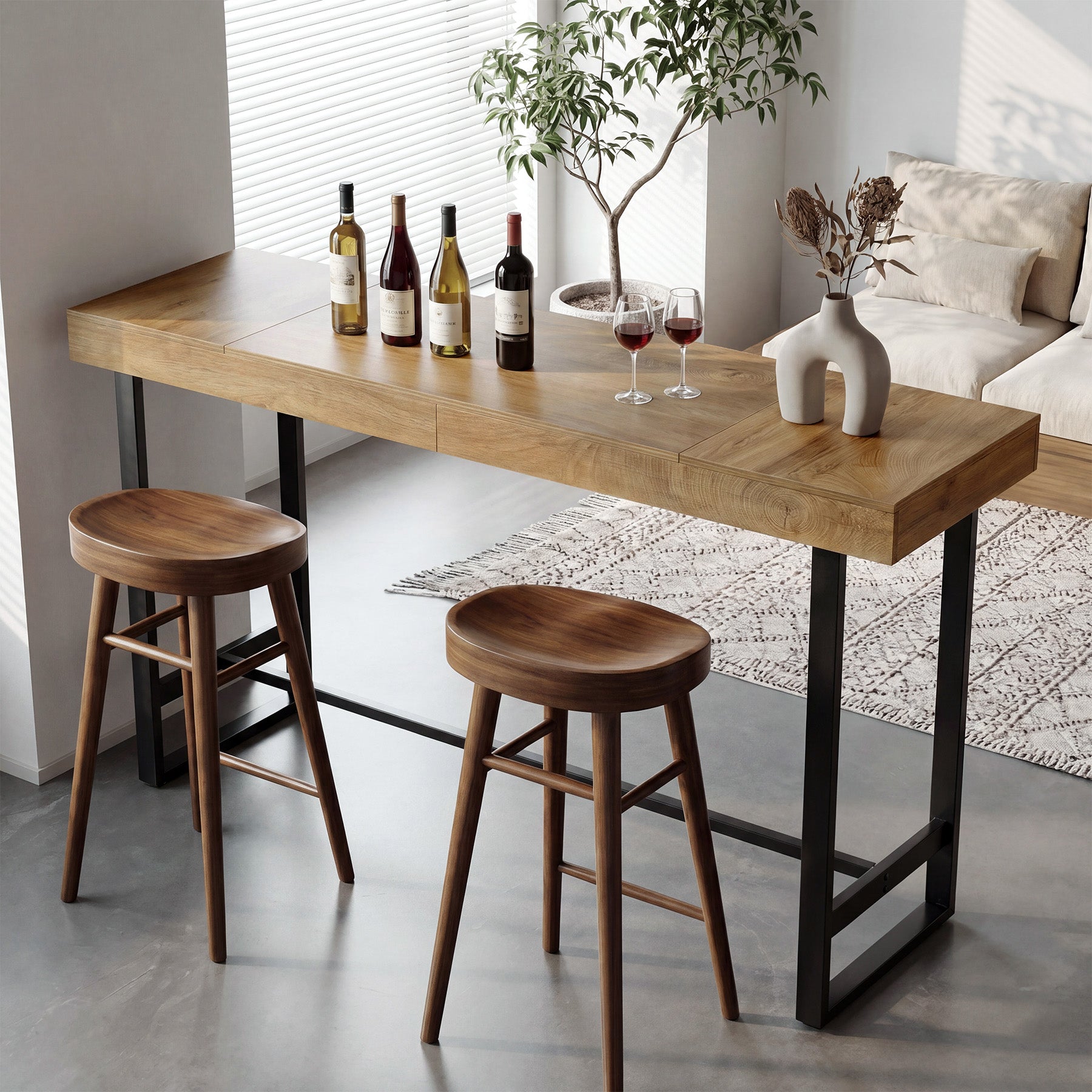 Tribesigns bartafel 180 cm, lange statafel met metalen frame en voetensteun