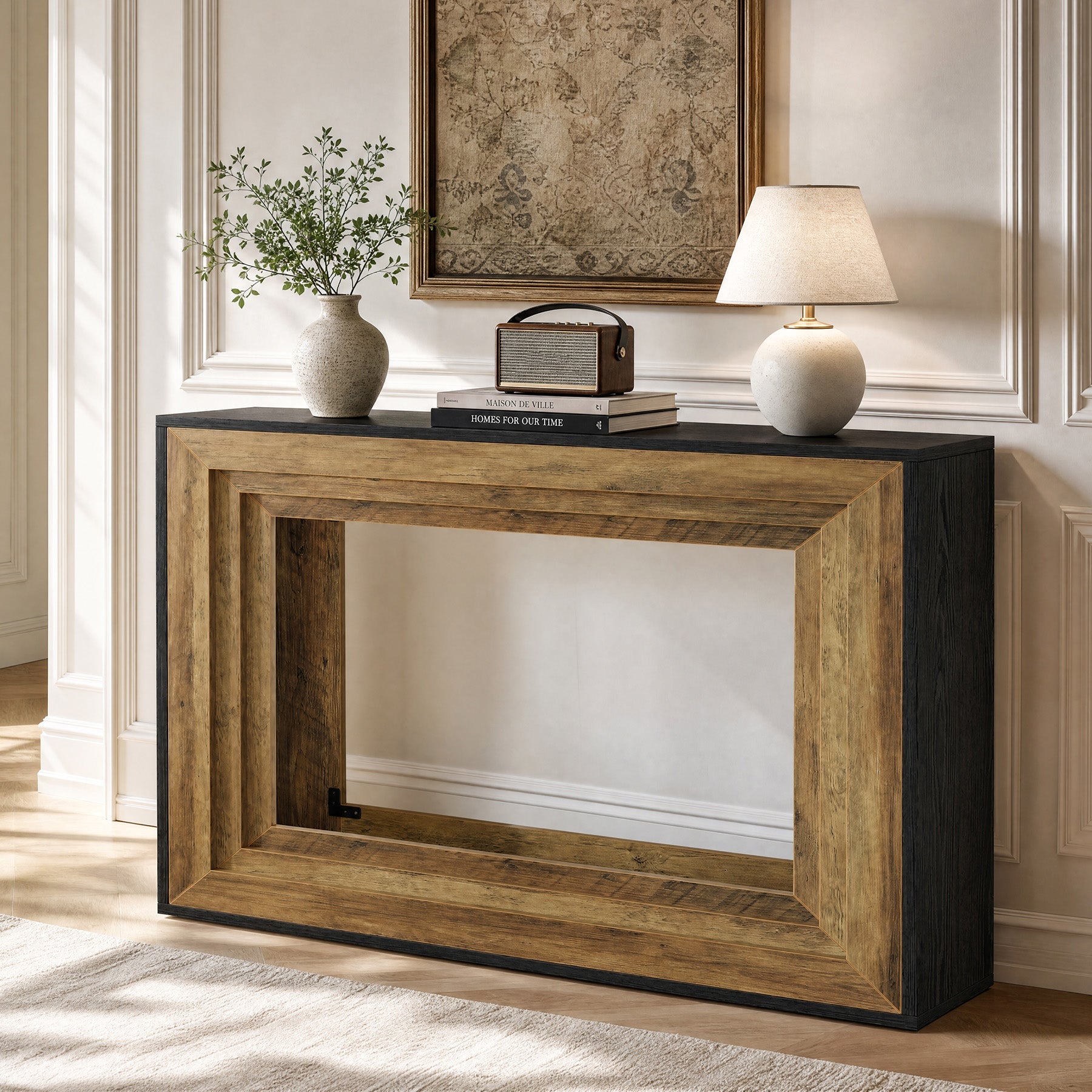 Tribesigns Consoletafel 105 cm met 2 Planken, Smalle Haltafel voor Woonkamer en Entree