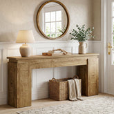 160 cm Consoletafel met Open Opbergrek, Landelijke Sofa Tafel voor Woonkamer en Entree 3