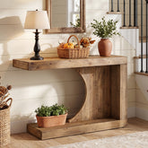 Tribesigns Massief Houten Consoletafel 100 cm, Moderne Haltafel met C-vormig Design 3