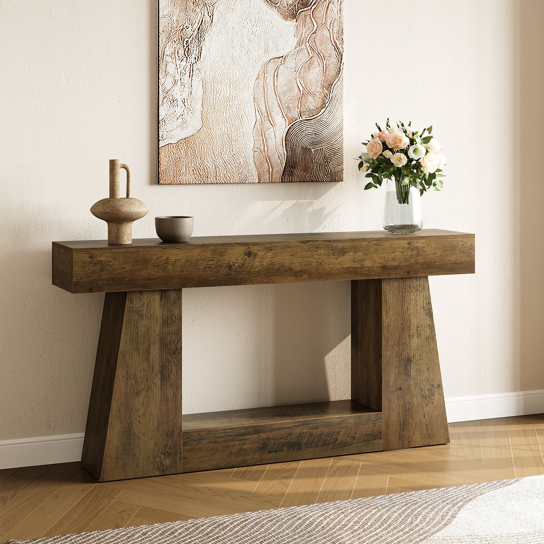 160 cm Console Tafel, Houten Sofa Tafel Hal Tafel