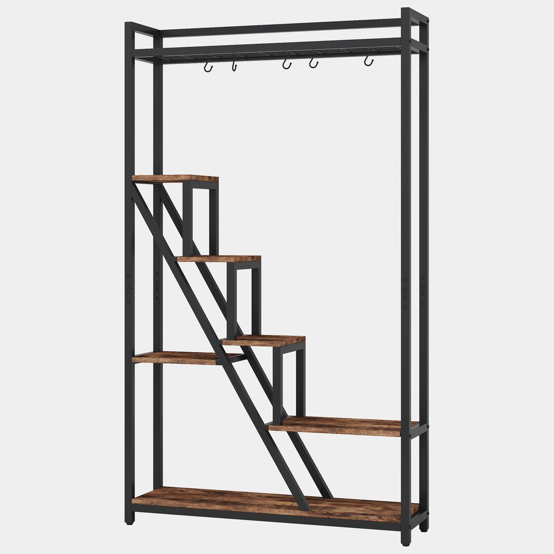 180 cm Hoge Plantenstandaard, Zevenlagen Metalen Displayrek voor Binnen en Balkon