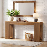 Tribesigns 160 cm Massief Houten Consoletafel, Smalle Haltafel met Geribbelde Poten 3