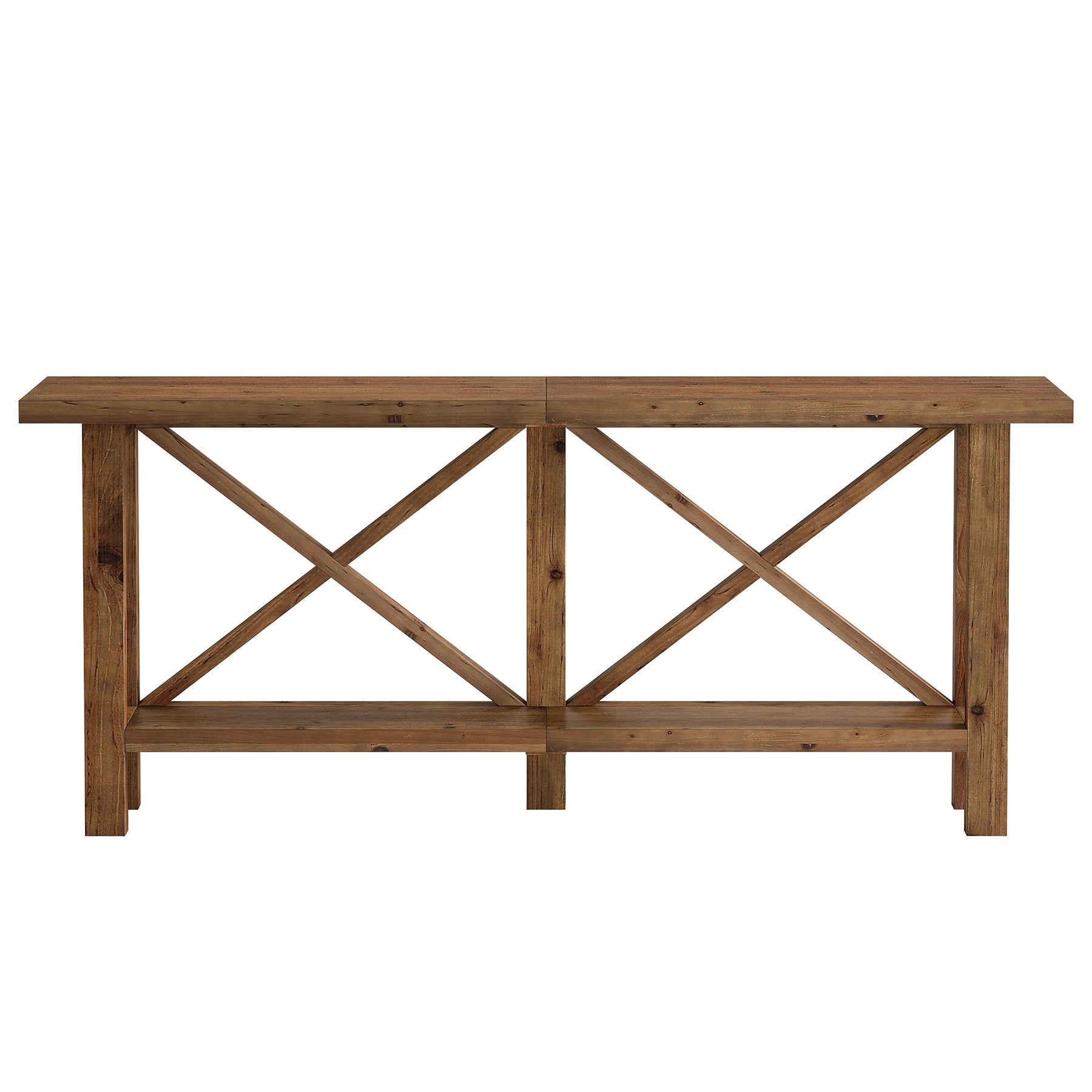 180 cm Tribesigns smalle consoletafel, 2-laagse haltafel van massief hout