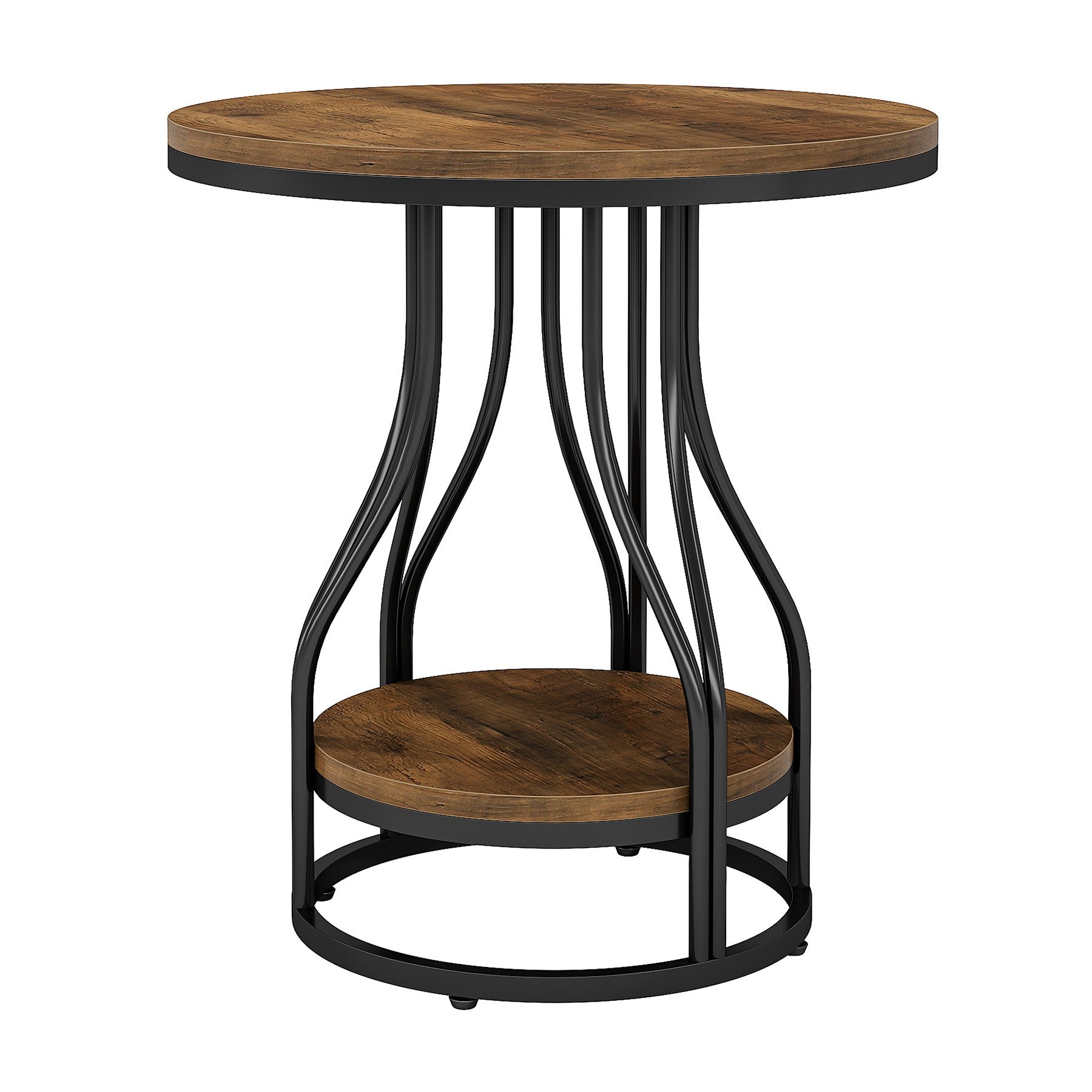 Tribesigns Ronde 2-Laagse Bijzettafel, Modern Nachtkastje met Metaal Frame