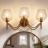 3-lichts badkamerlamp 58 cm van messing, spiegellamp met helder glas, E14-fitting 3