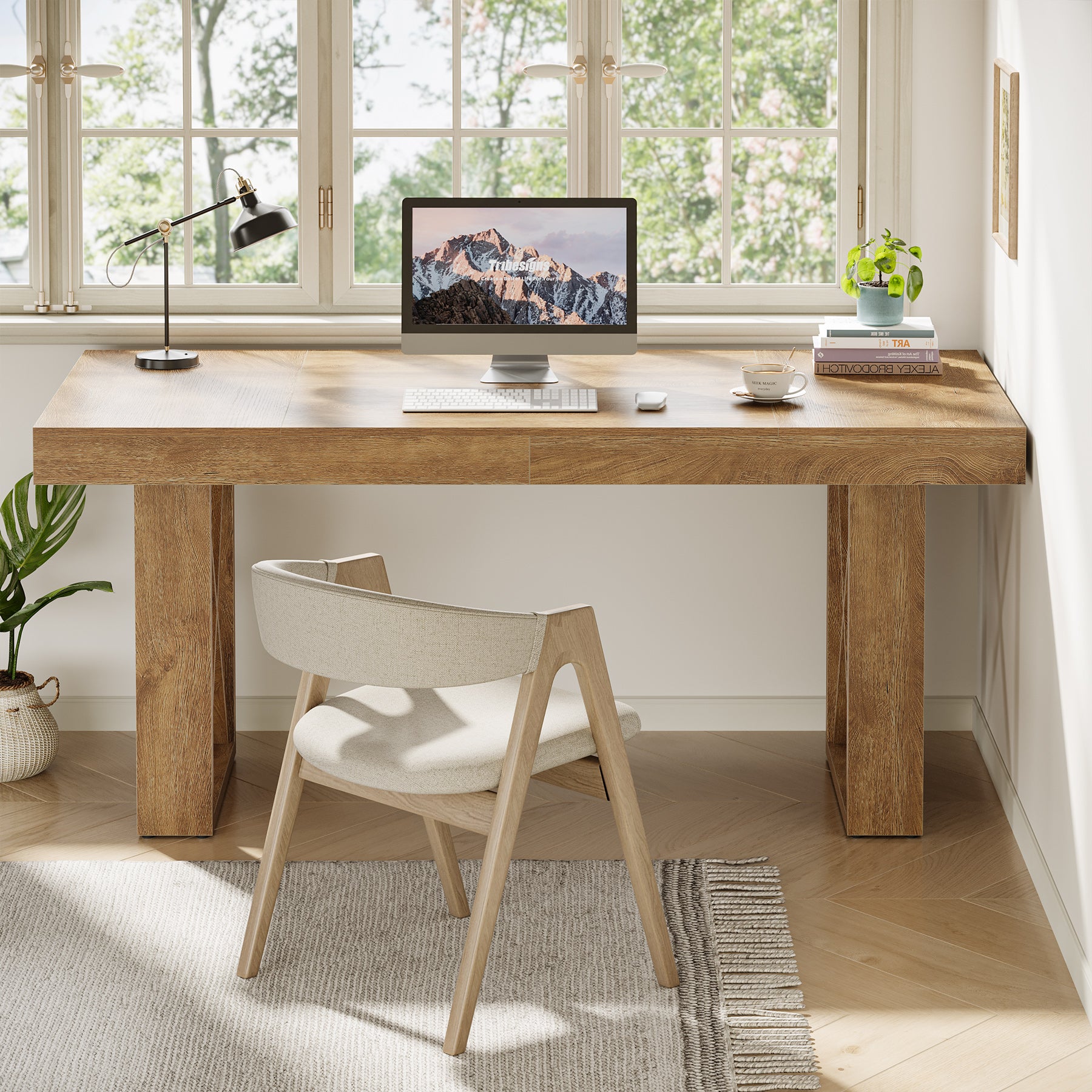 160 cm Computerbureau met Dik Werkblad, Modern Bureau voor Studie en Thuiswerk
