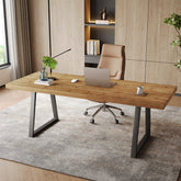 160 cm Industrieel Bureau, Massief Houten Blad met Robuuste Metalen Poten 3