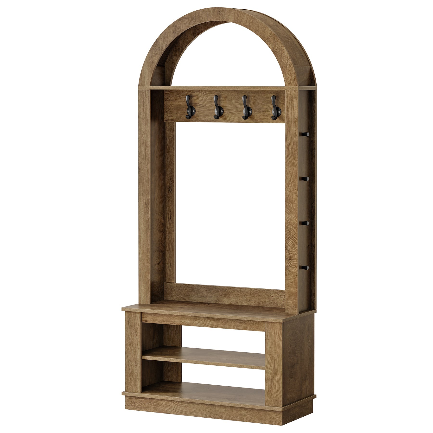 Tribesigns halgarderobe met zitbank en schoenenrek, 5-in-1 kapstok met 12 haken, wandplank en schoenenrek