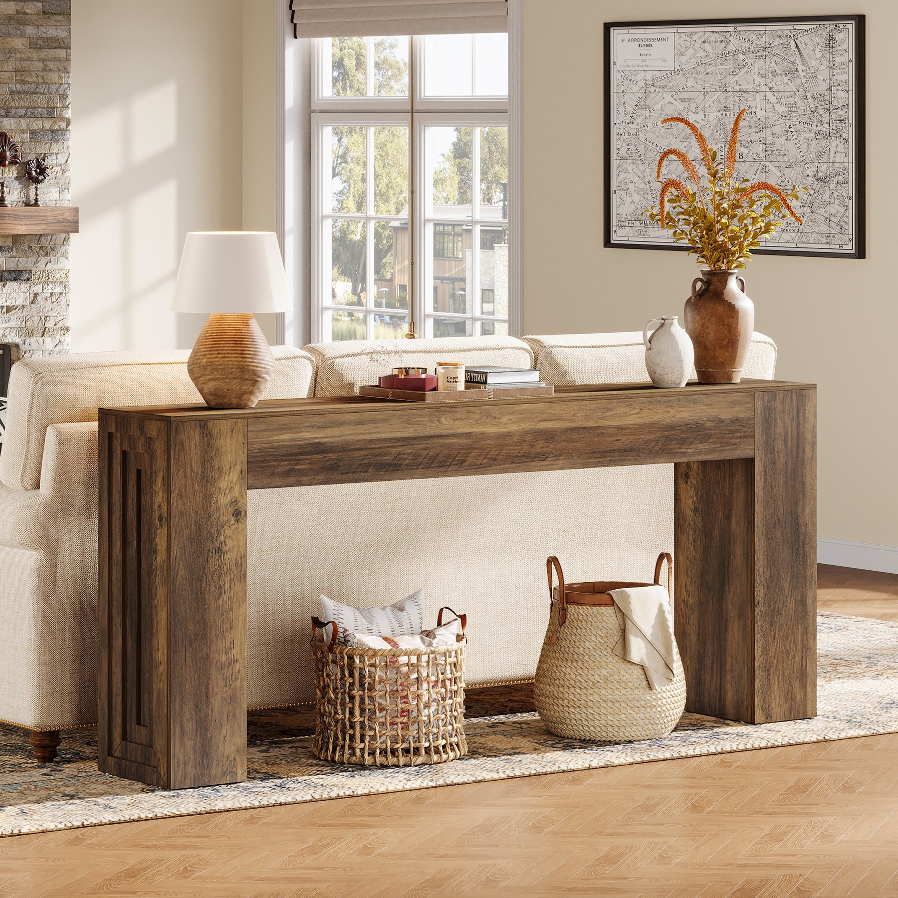160 cm Lange Consoletafel, Smalle Salontafel voor Hal en Woonkamer