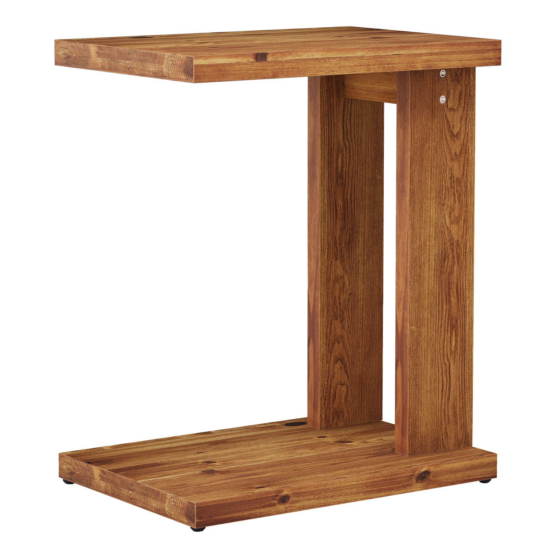 Tribesigns 50x35x60 cm C-vormig bijzettafeltje, tweelaags massief houten nachtkastje met stabiele constructie voor slaapkamer