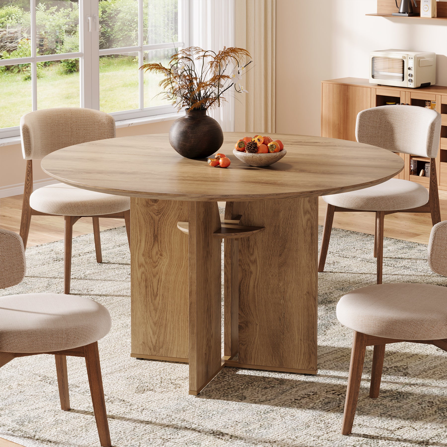 Tribesigns 100 cm Ronde Eettafel, Houten Tafel voor 4 Personen voor Keuken