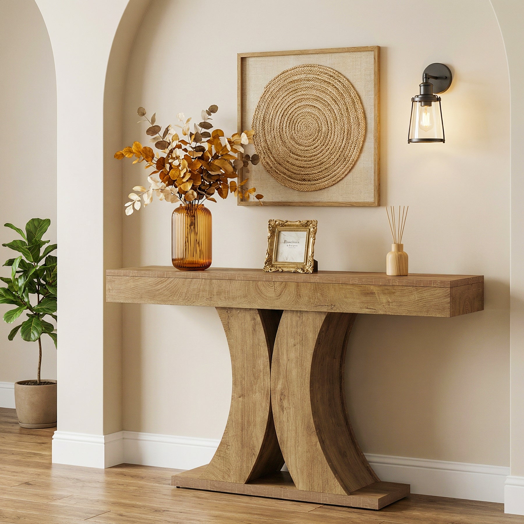 Tribesigns 150 cm Consoletafel, Smalle Houten Haltafel voor Woonkamer