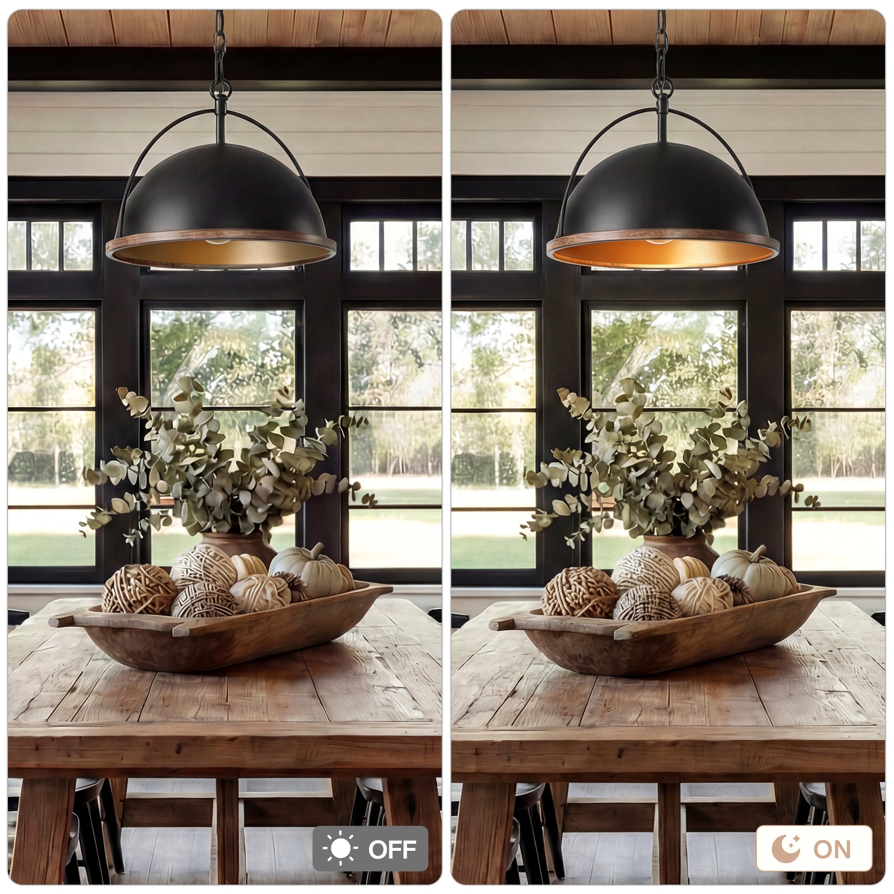 33 cm Metalen Hanglamp met Verstelbare Hoogte, Industriële 1-Lichts Lamp voor Woonkamer Keuken Slaapkamer