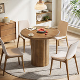 80 cm Ronde Eettafel, Rustiek Bruine Keukentafel voor Kleine Ruimtes met Stevige Basis 3