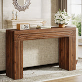 140 cm Landelijke Consoletafel van Hout, Smalle Sofa Tafel voor Hal en Woonkamer 3
