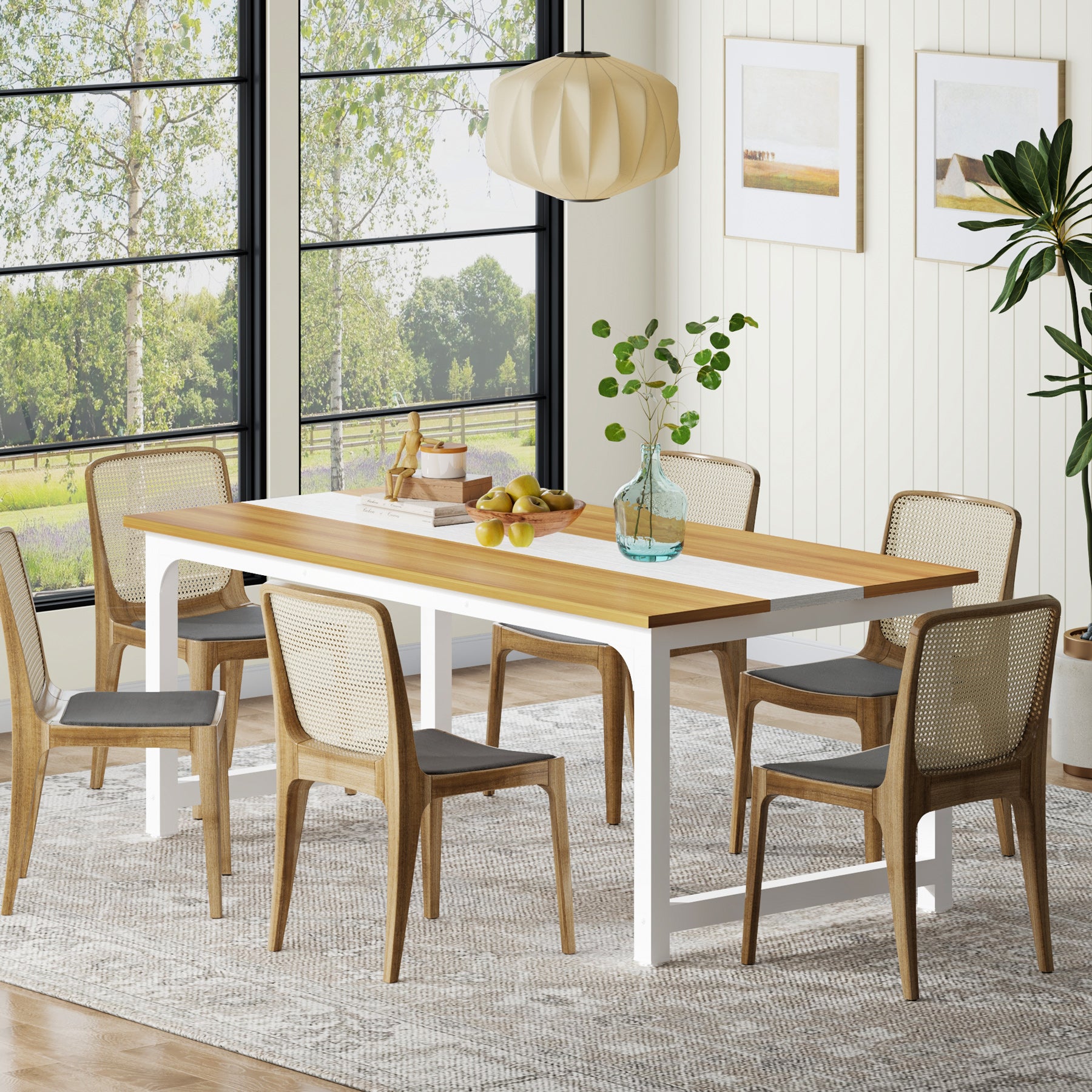 160x80 cm Industriële Eettafel, Landelijke Bruine Tafel voor 4-6 Personen met Metaal Frame