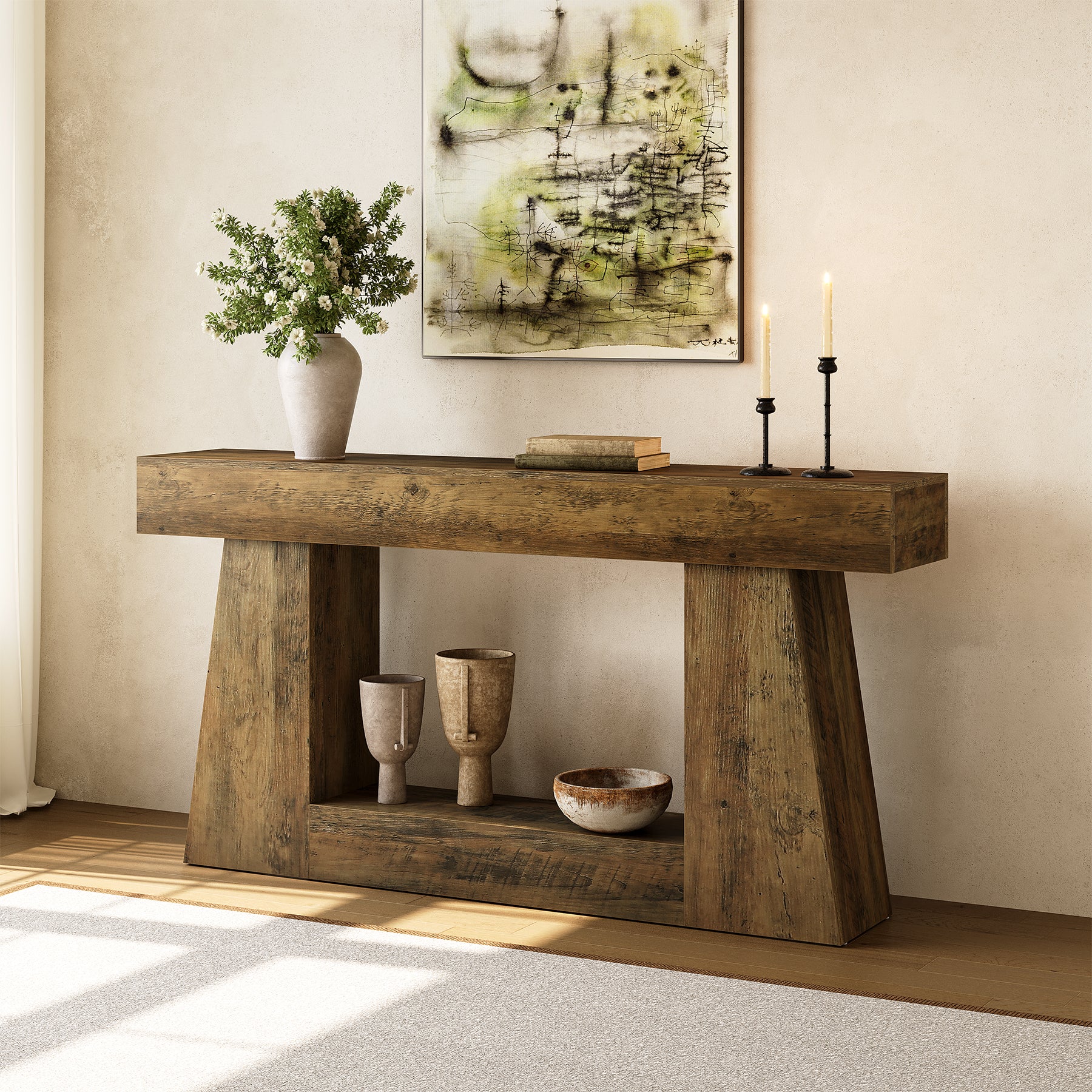 160 cm Console Tafel, Houten Sofa Tafel Hal Tafel