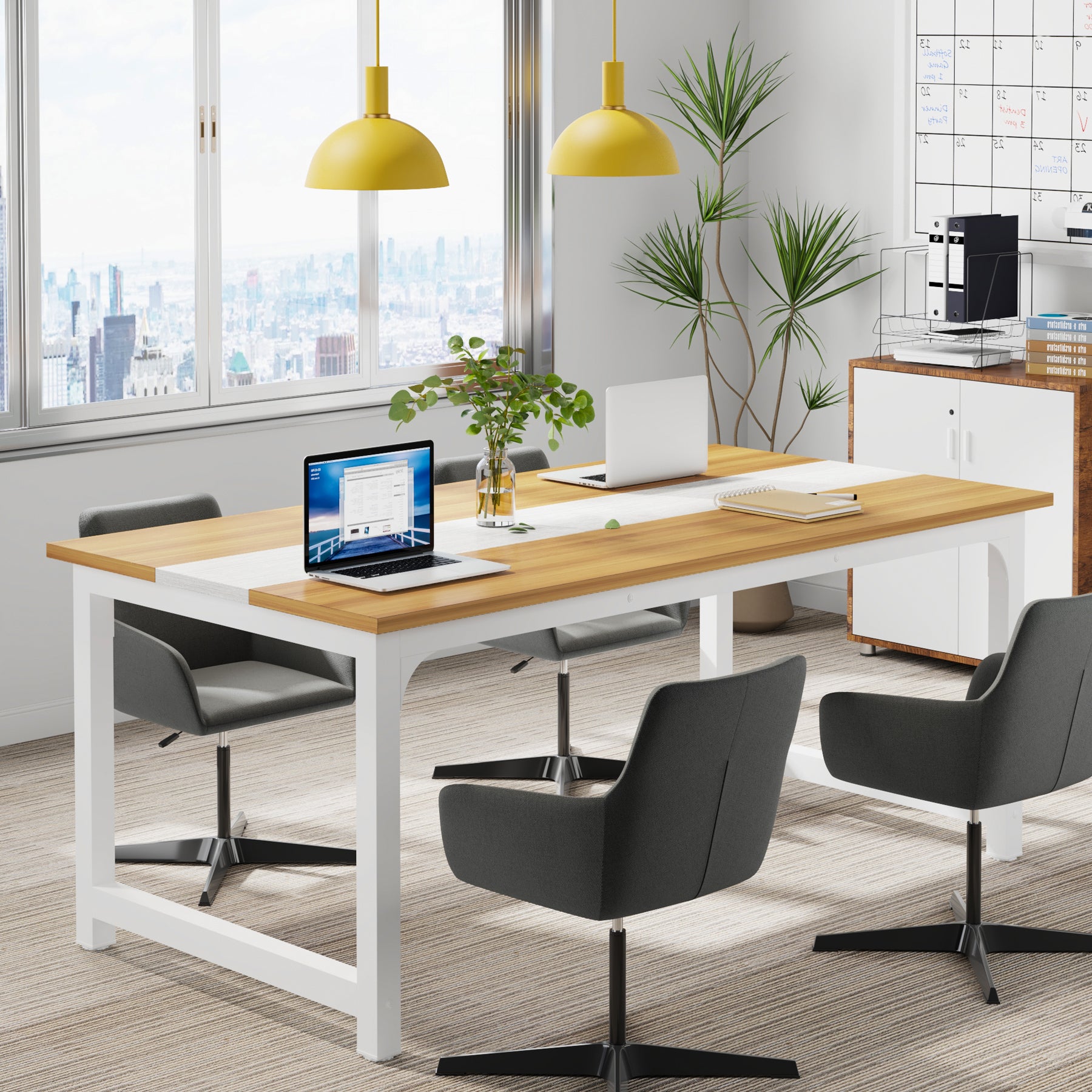 160x80 cm Computerbureau, Ruime Werkplek in Vintage Bruin en Zwart