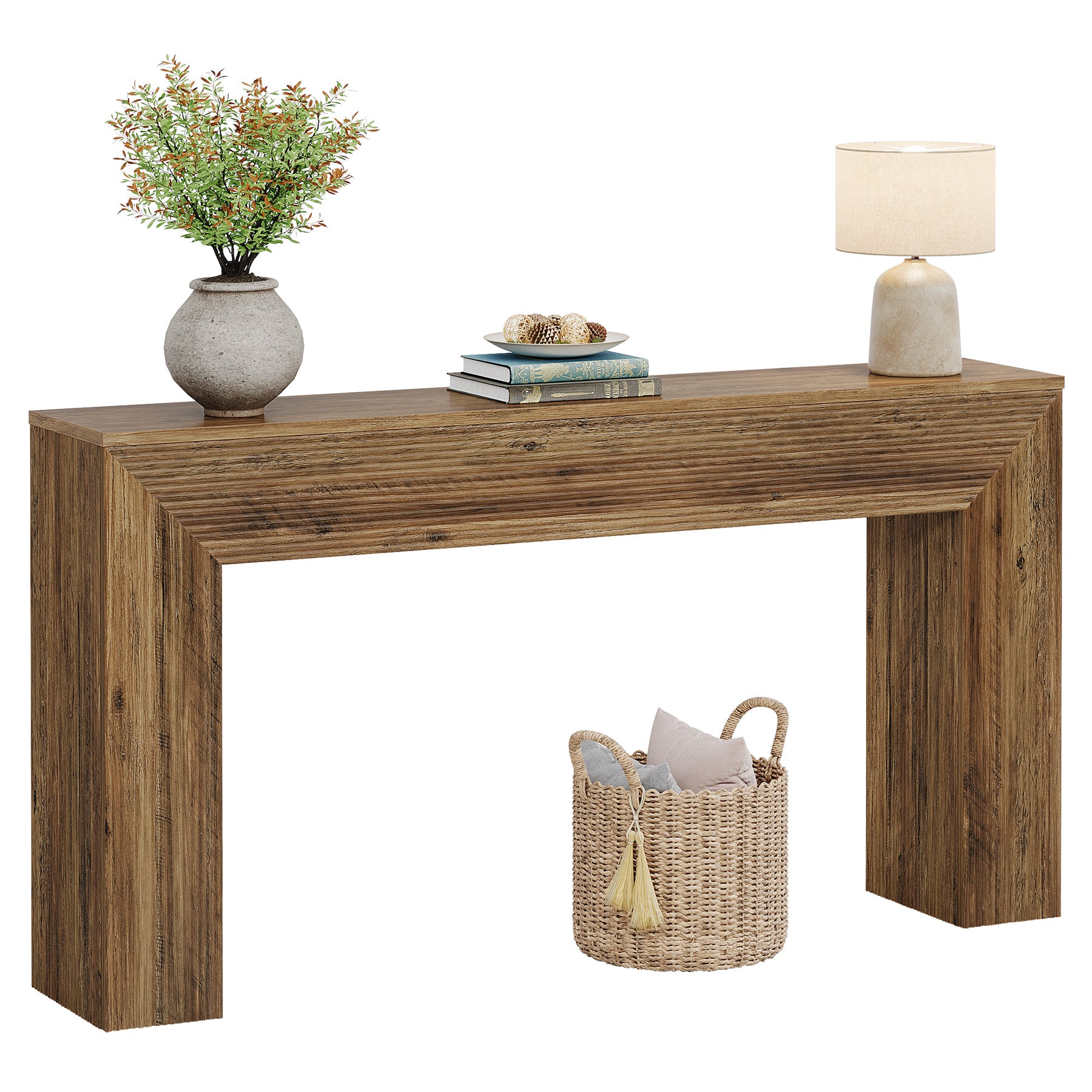160 cm Industriële Consoletafel in Rustiek Bruin, Lange Haltafel