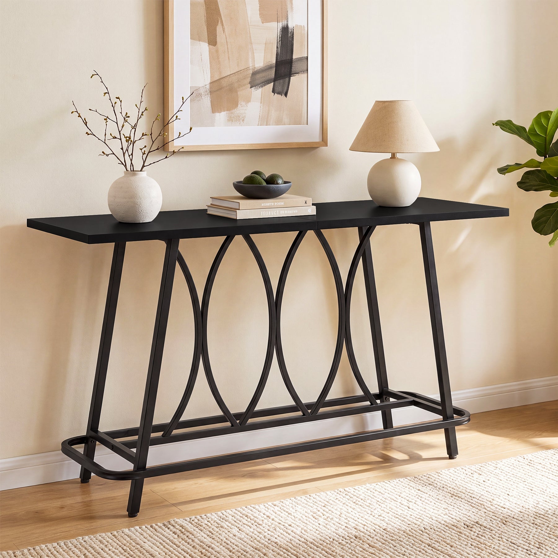 Tribesigns consoletafel 160 cm in moderne landelijke stijl, smalle haltafel met metalen frame