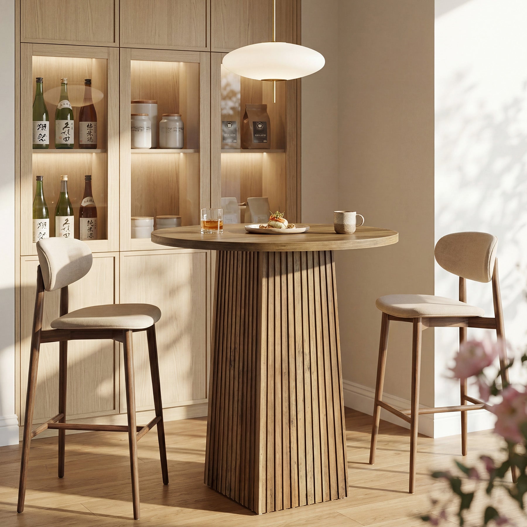 80 cm Tribesigns Ronde Eettafel, Houten Pedestal Tafel voor 2 Personen