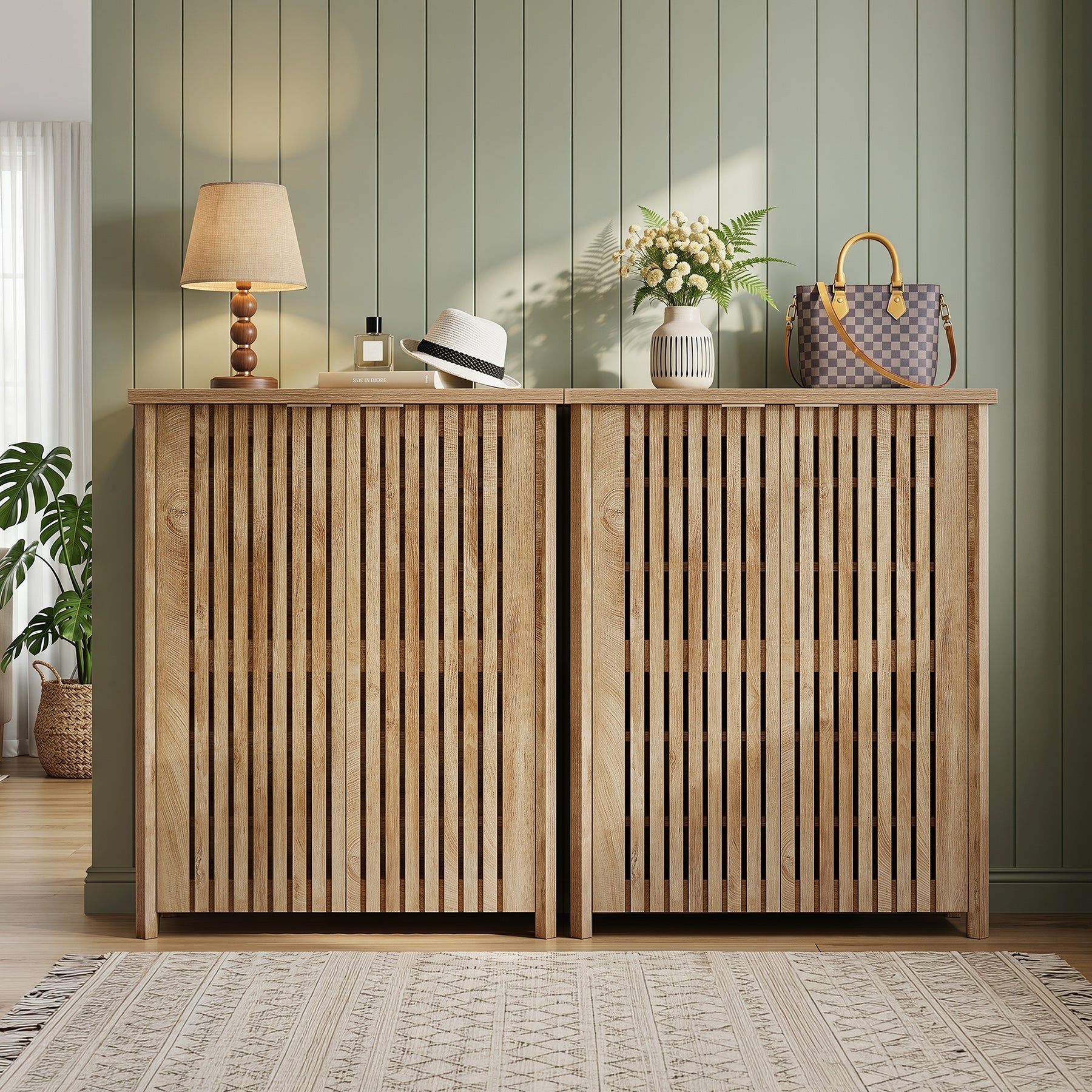Tribesigns 80 × 35 × 111 cm schoenenkast met 2 lamellendeuren, schoenenrek met 6 niveaus voor de hal