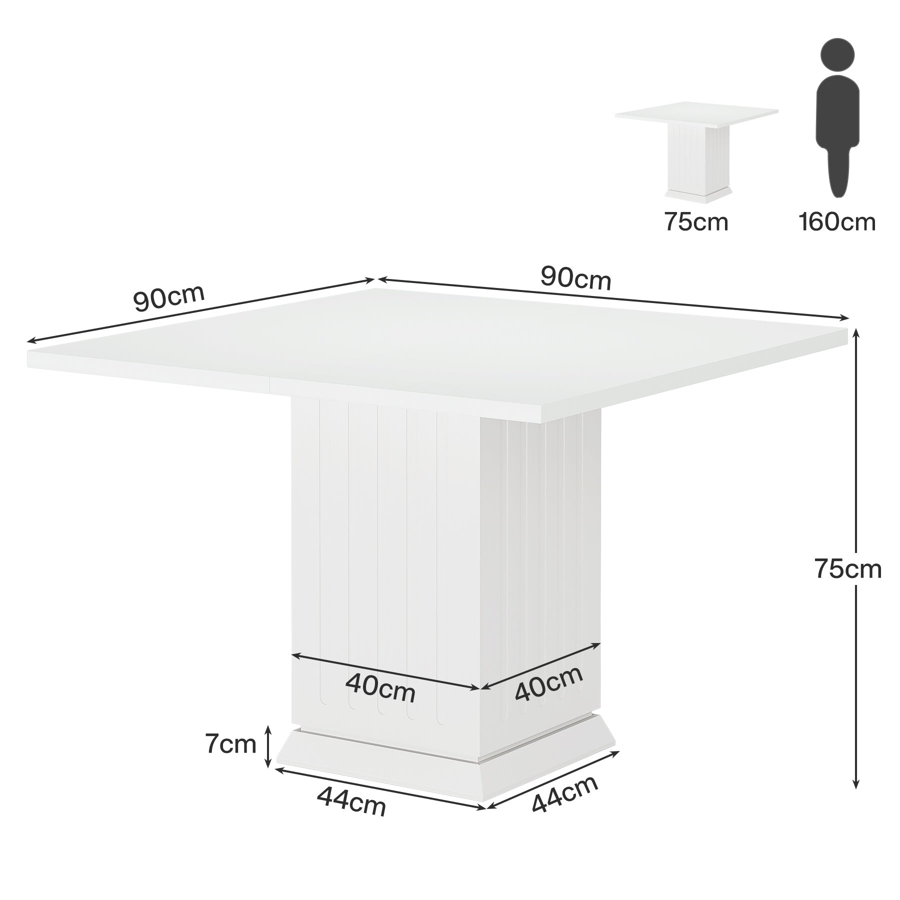 90 cm Vierkante Vergadertafel, Witte Kantoortafel voor Overleg