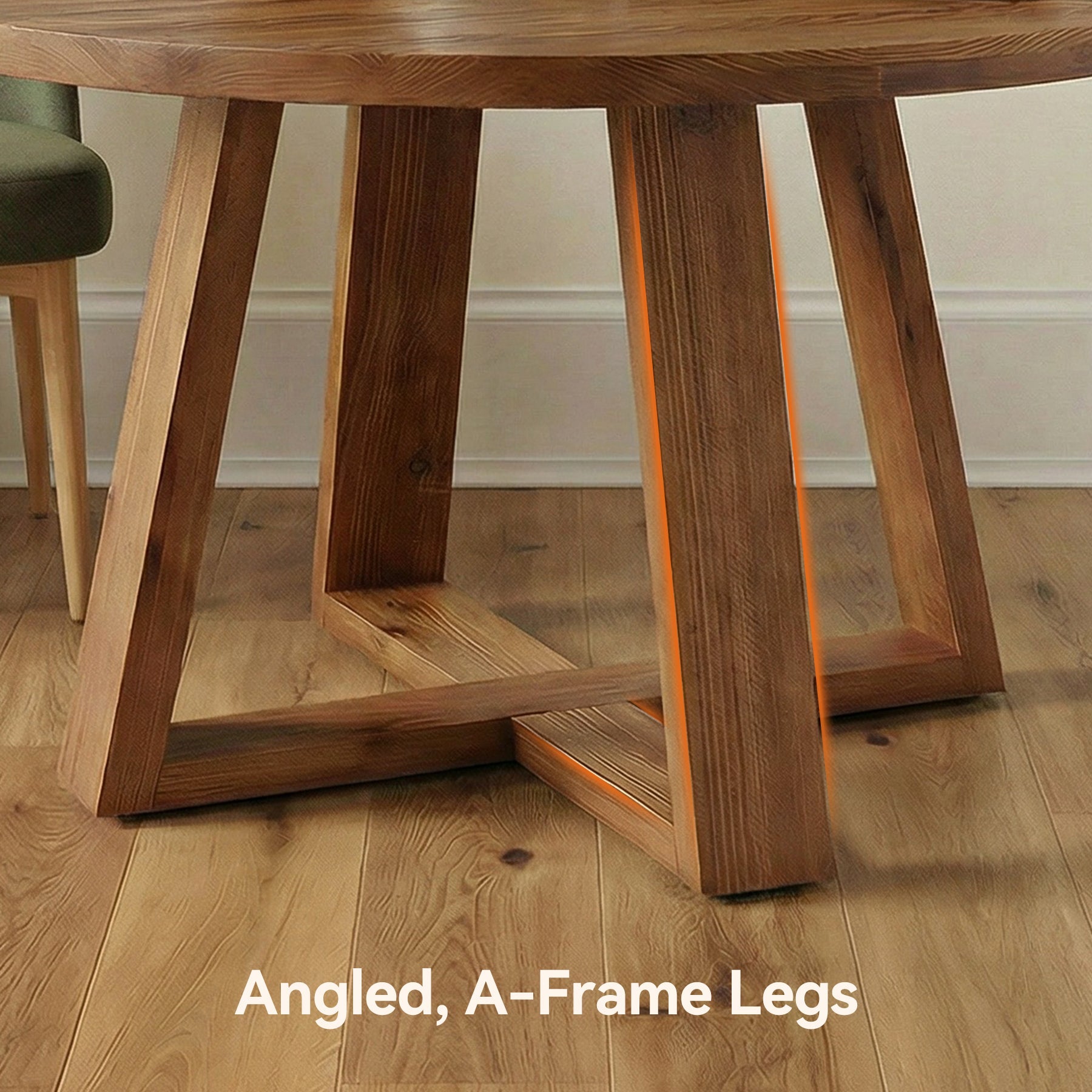 120 cm Ronde Eettafel, Landelijke Massief Houten Keukentafel met Schragenonderstel voor 4 Personen