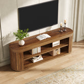 120 cm TV Meubel voor TV tot 55 Inch, Ovale Media Tafel met 2 Niveaus Opbergruimte voor Woonkamer Slaapkamer 3