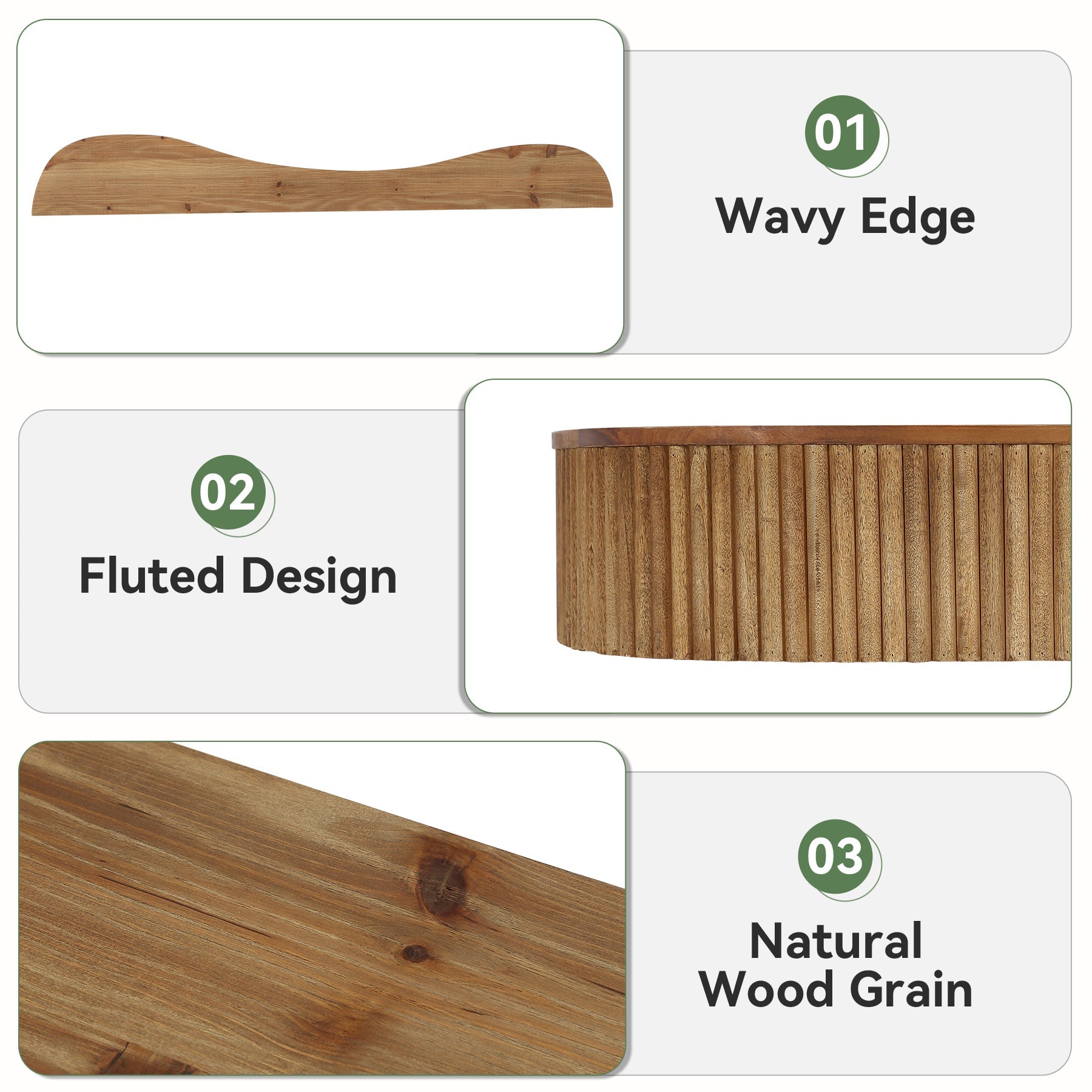 Tribesigns 180 cm Zwevende Wandplank van Massief Hout met Geribbeld Design, Schouwplank voor Woonkamer
